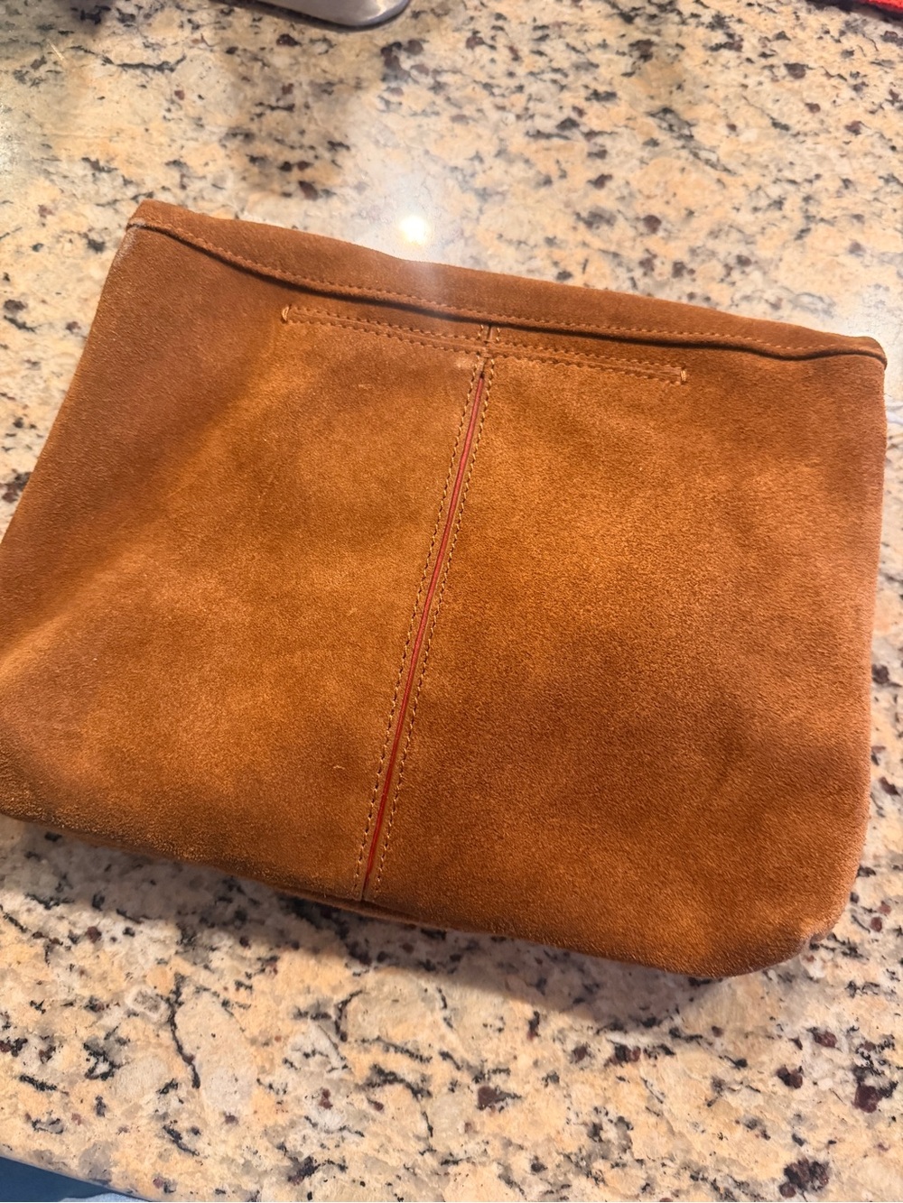 HAMMITT Suede Fold-Over Clutch/crossbody in Chestnut - Picture 2 of 4